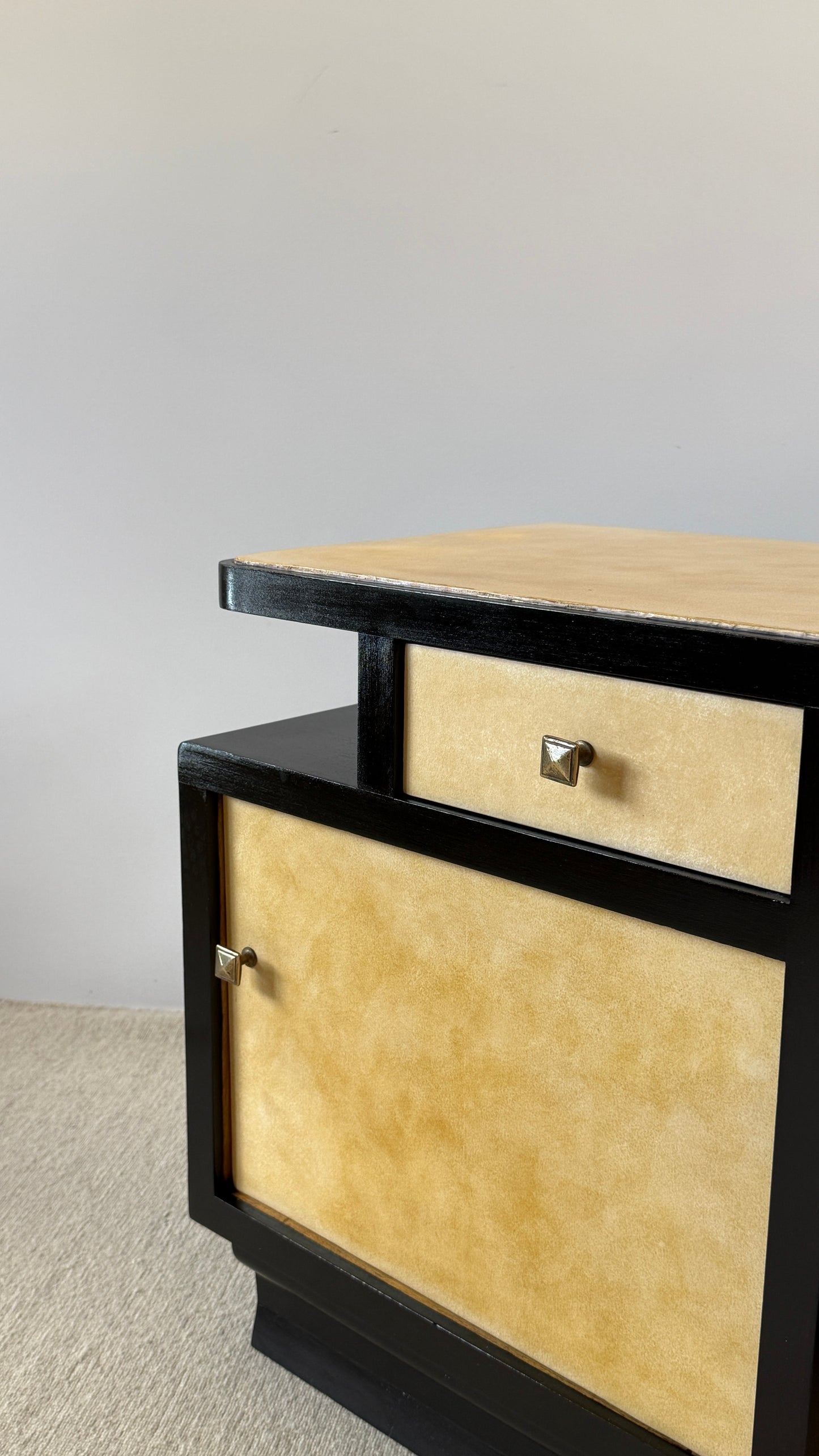 Italian Art Deco Parchment Bedside Tables, 1930s–40s