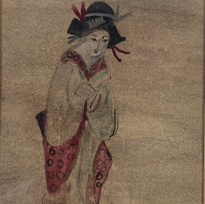 Pair Mid-century Japanese Watercolours