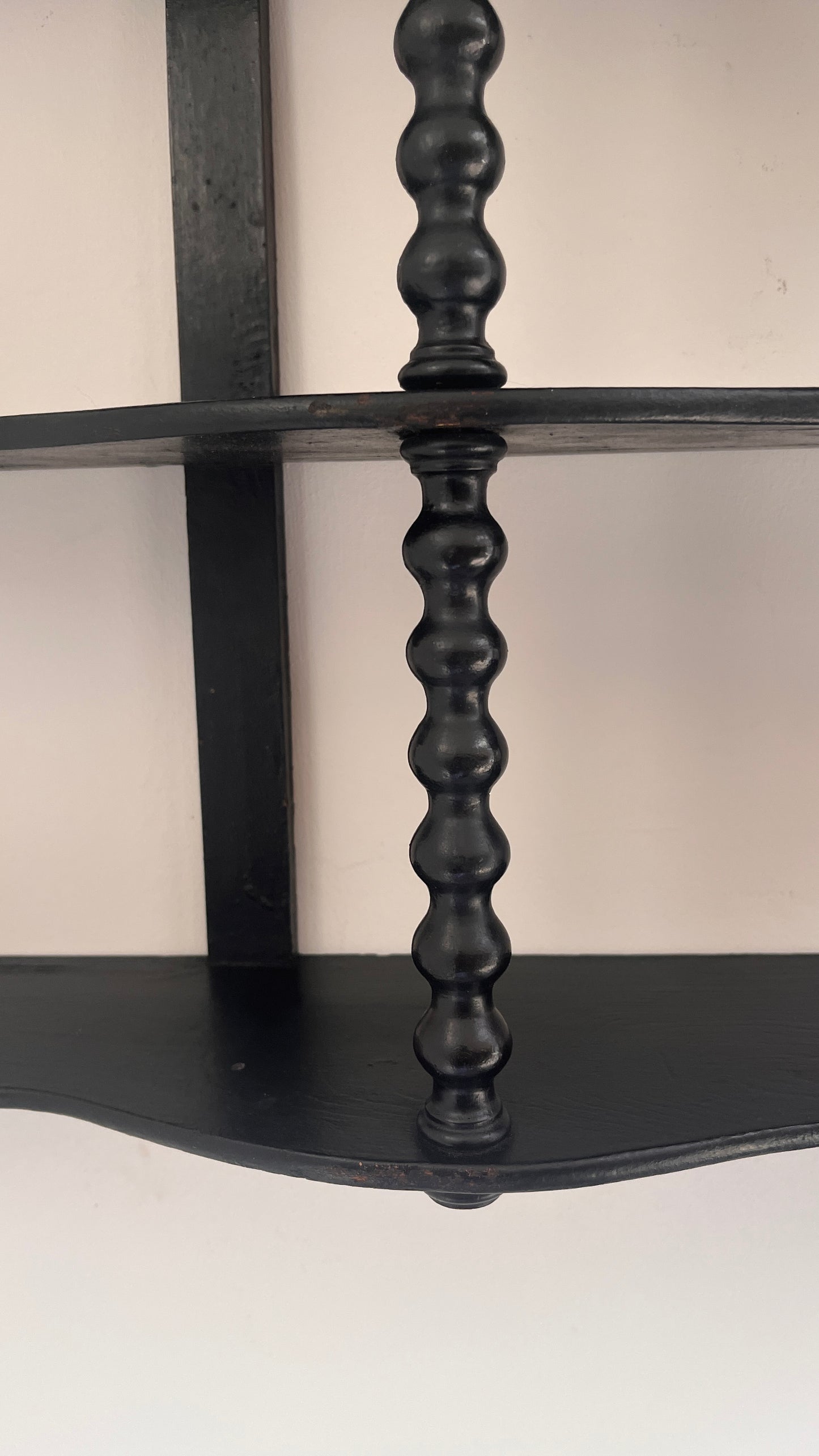 Ebonised Antique French Bobbin Shelves