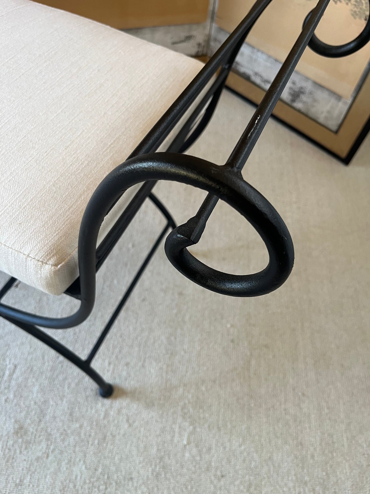 French Wrought Iron Curule Bench