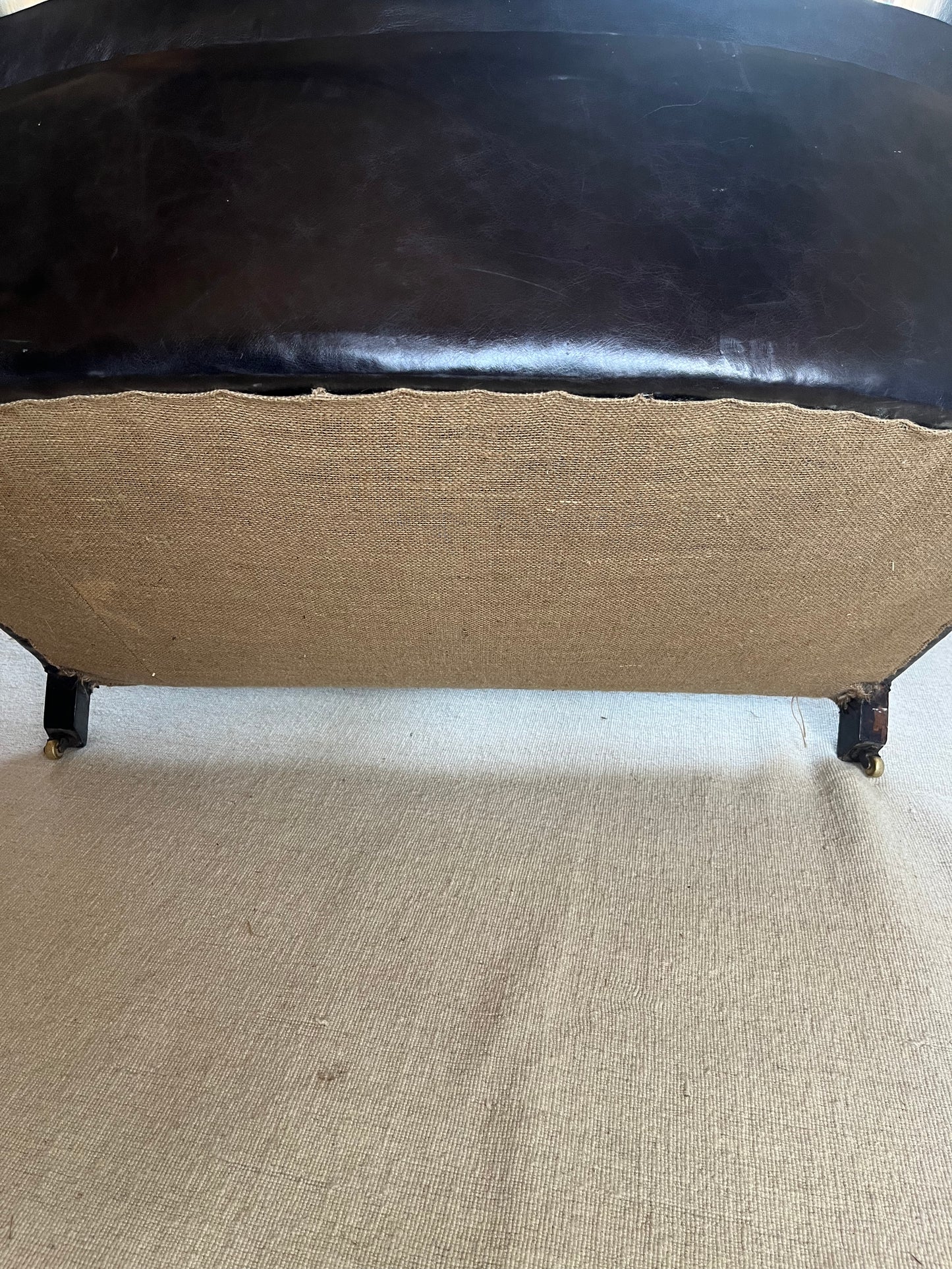 English Button-Back Leather Sofa, c.1920