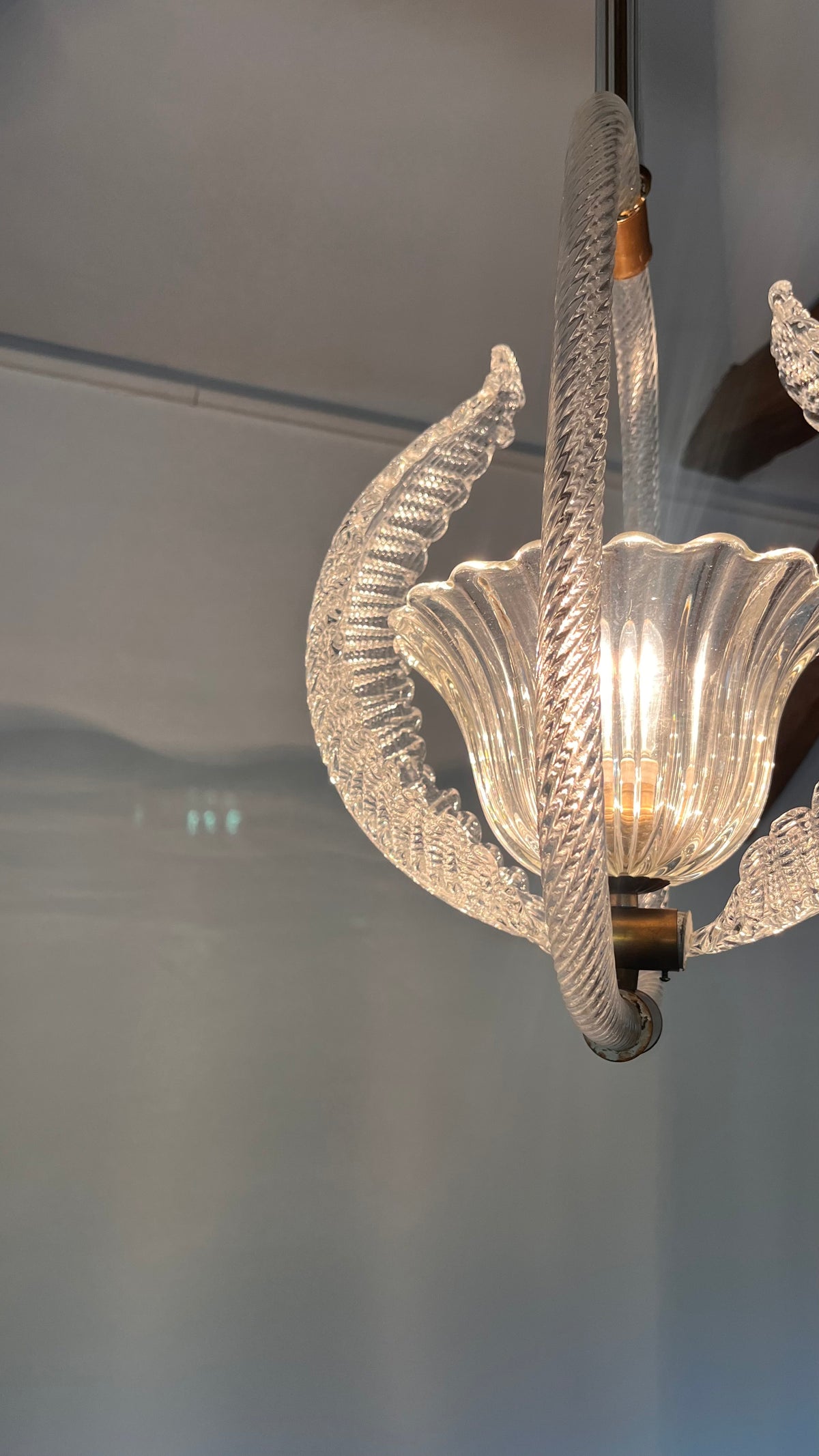 Murano Glass Pendant Light Attributed to Barovier & Toso, circa 1930–1950