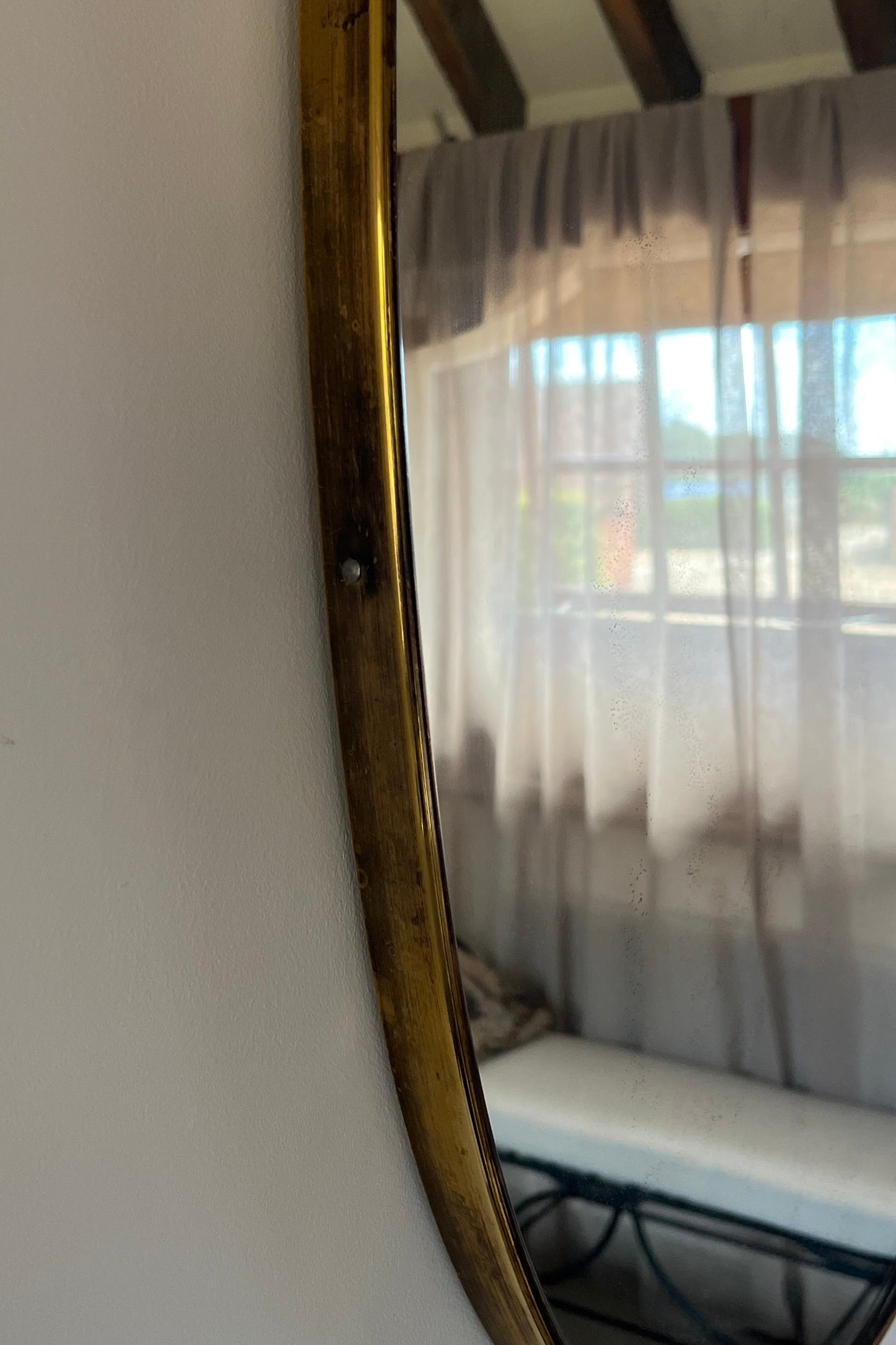 Mid-Century Italian Brass Shield Mirror