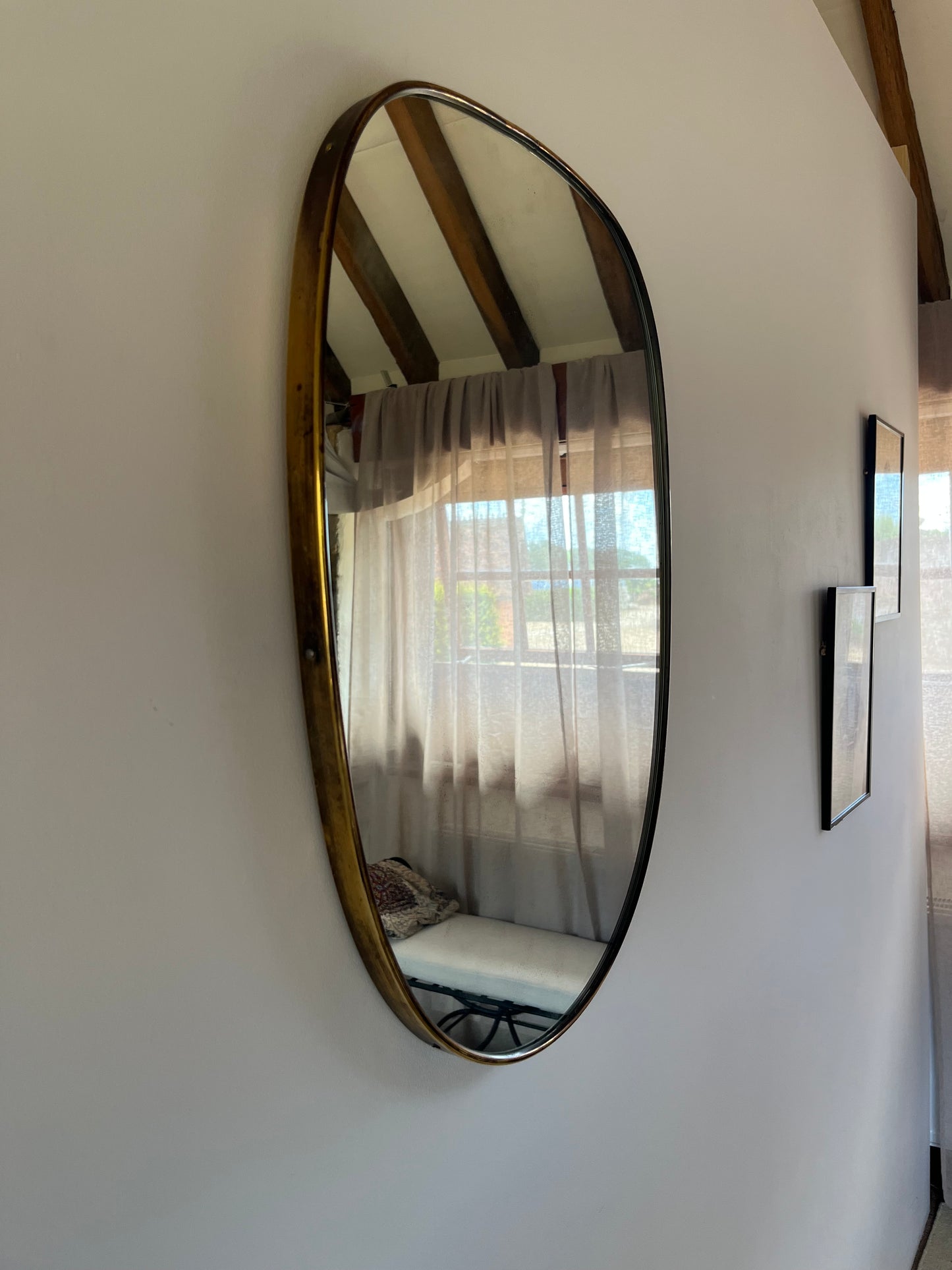 Mid-Century Italian Brass Shield Mirror