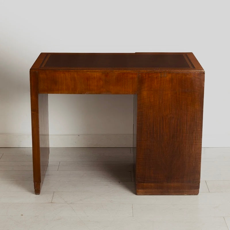 Art Deco Walnut Desk with Tooled Leather Top England c. 1930