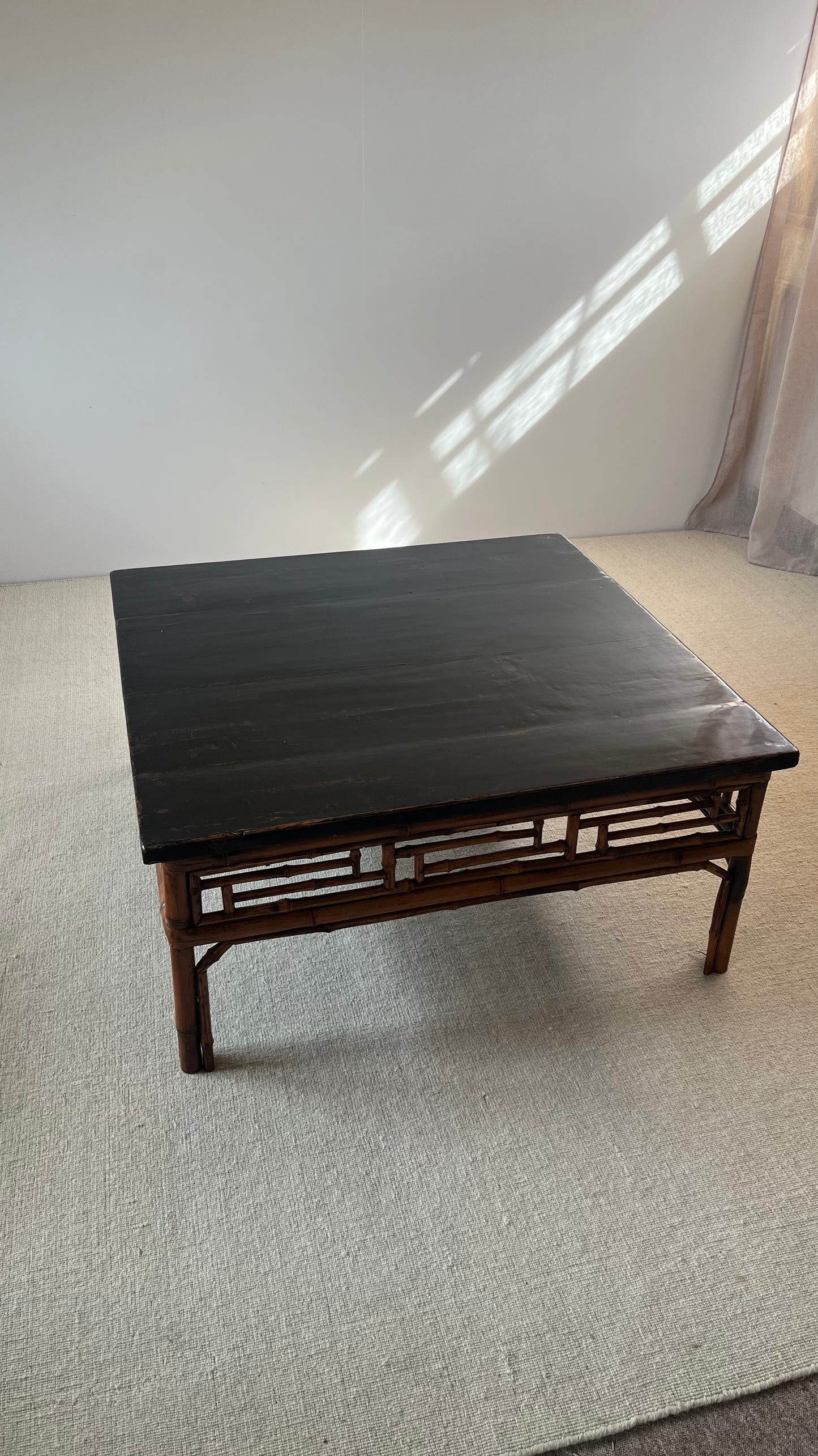Mid-Century Lacquered Bamboo Coffee Table