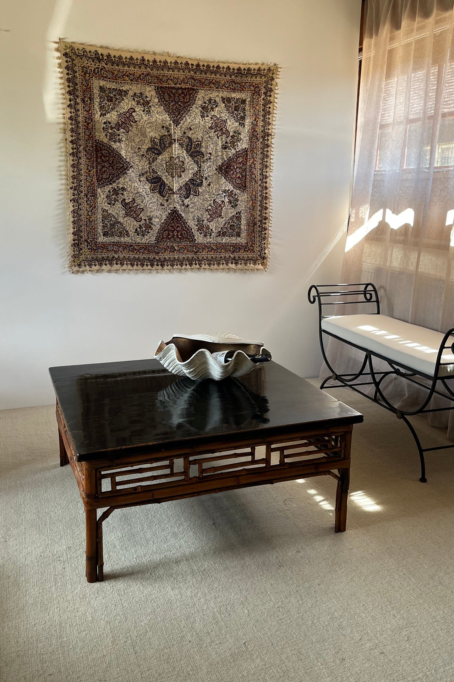 Mid-Century Chinese Lacquered Bamboo Coffee Table