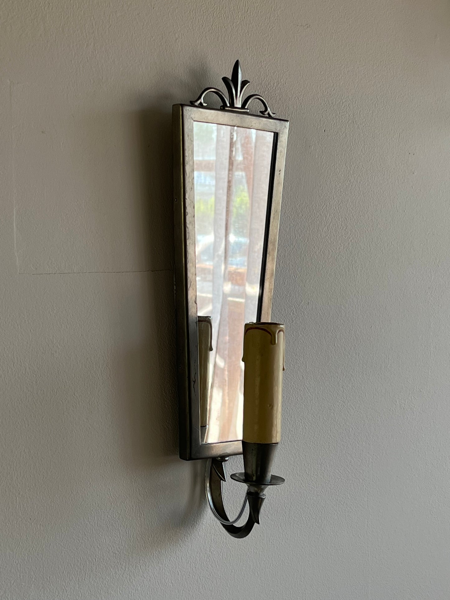 Swedish Grace Pewter Mirror & Sconce Set by Svenskt Tenn, 1931
