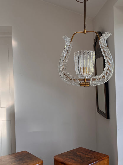 Mid-Century Murano Glass Pendant Light attr. Barovier & Toso