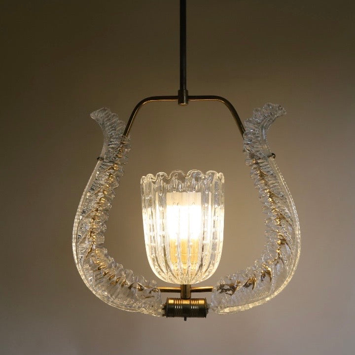 Mid-Century Murano Glass Pendant Light attr. Barovier & Toso