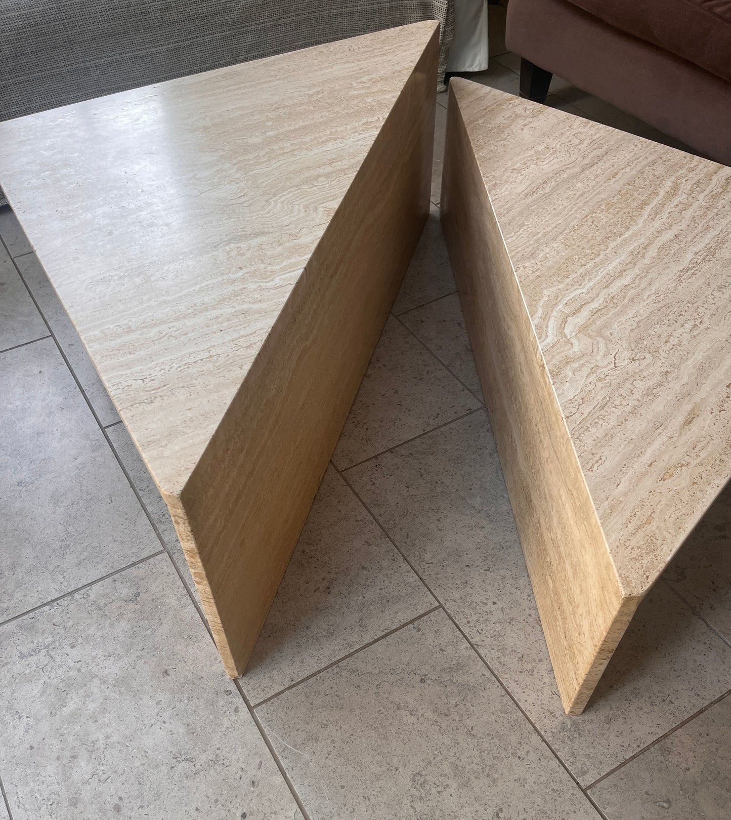 Italian Travertine Modular Table By UP&UP C 1970