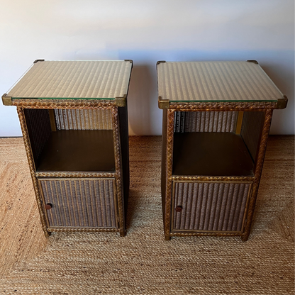 Pair of Mid-Century Woven Cabinets By Lloyd Loom