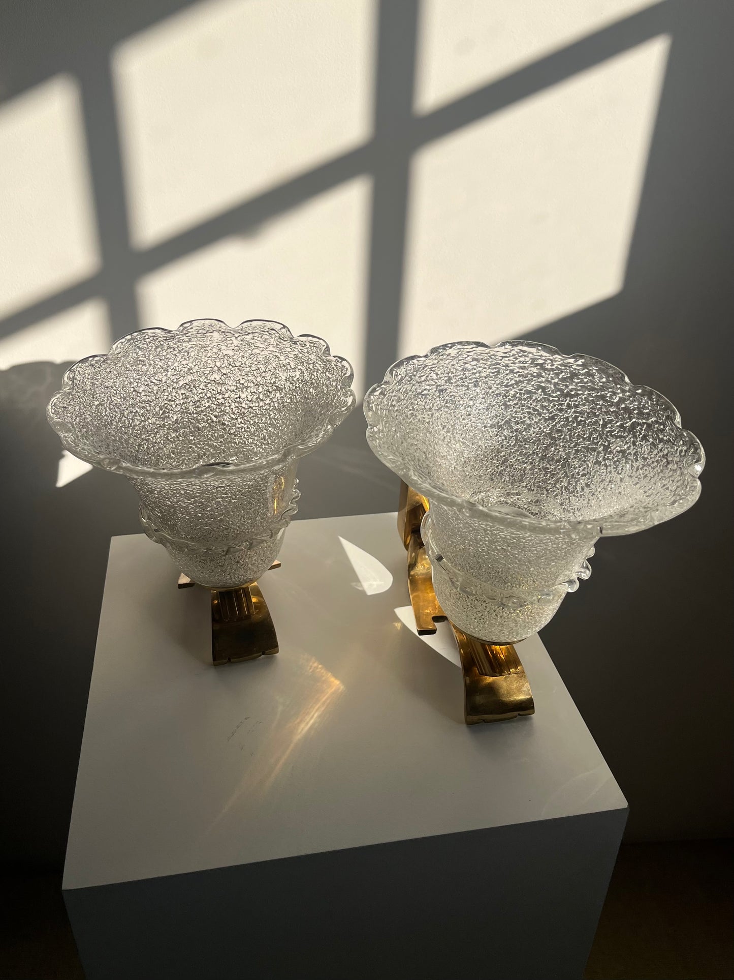 Pair of Italian Murano Pulegoso Wall Sconces, 1940s–50s