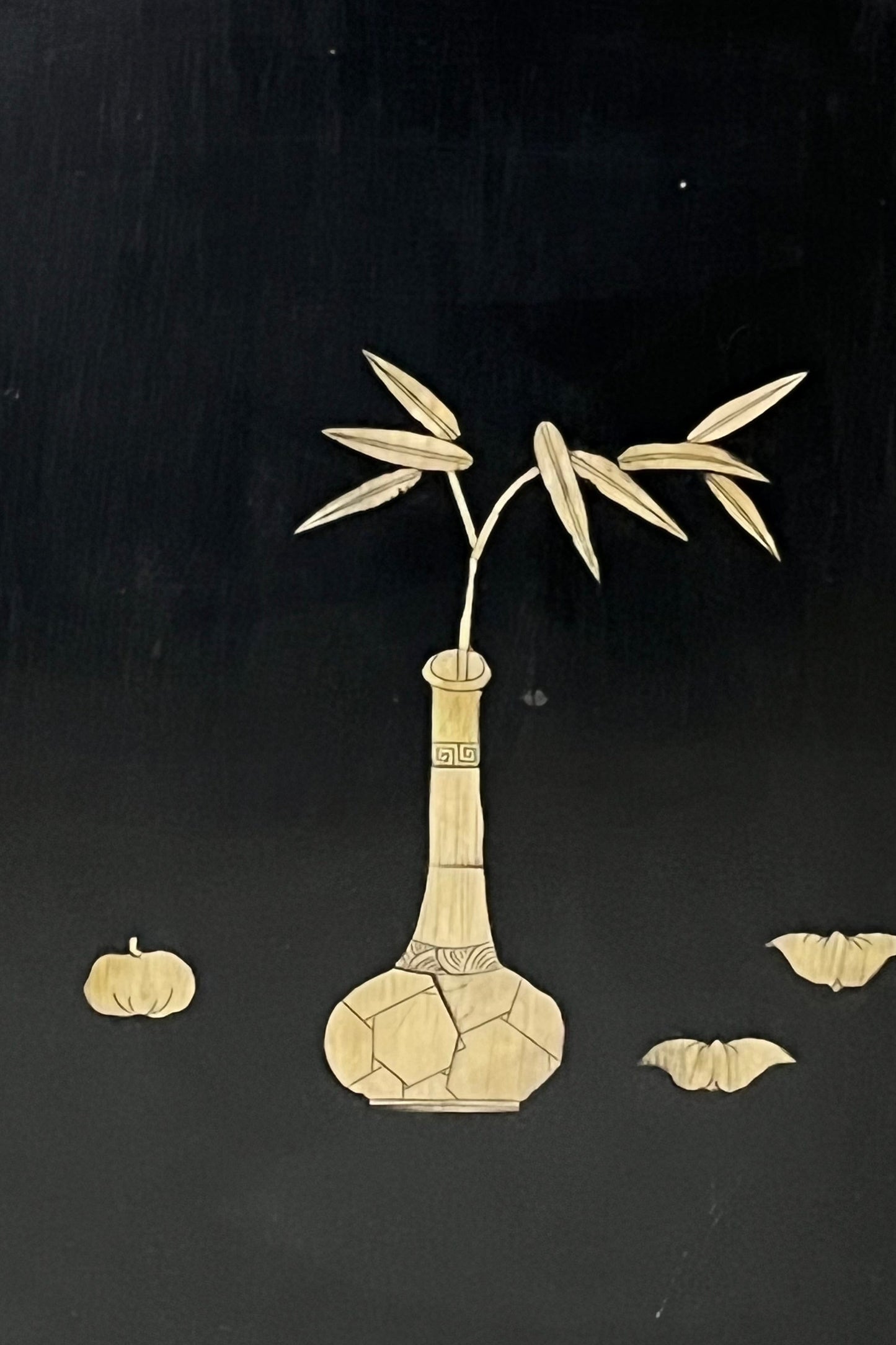 Mid-century Chinoiserie Lacquered Folding Screen