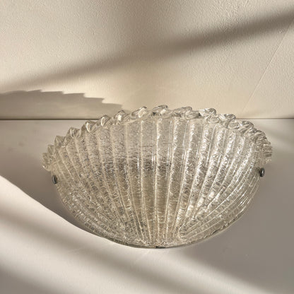 Large Pair of Murano 'Graniglia' Glass Scalloped Wall Lights