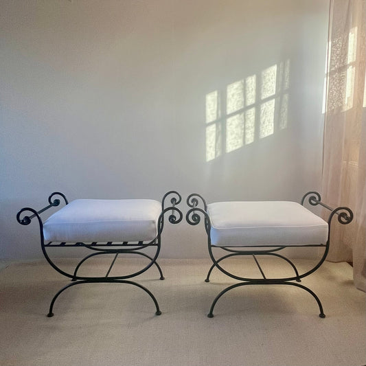Large Pair of Italian Curule Stools, c.1950