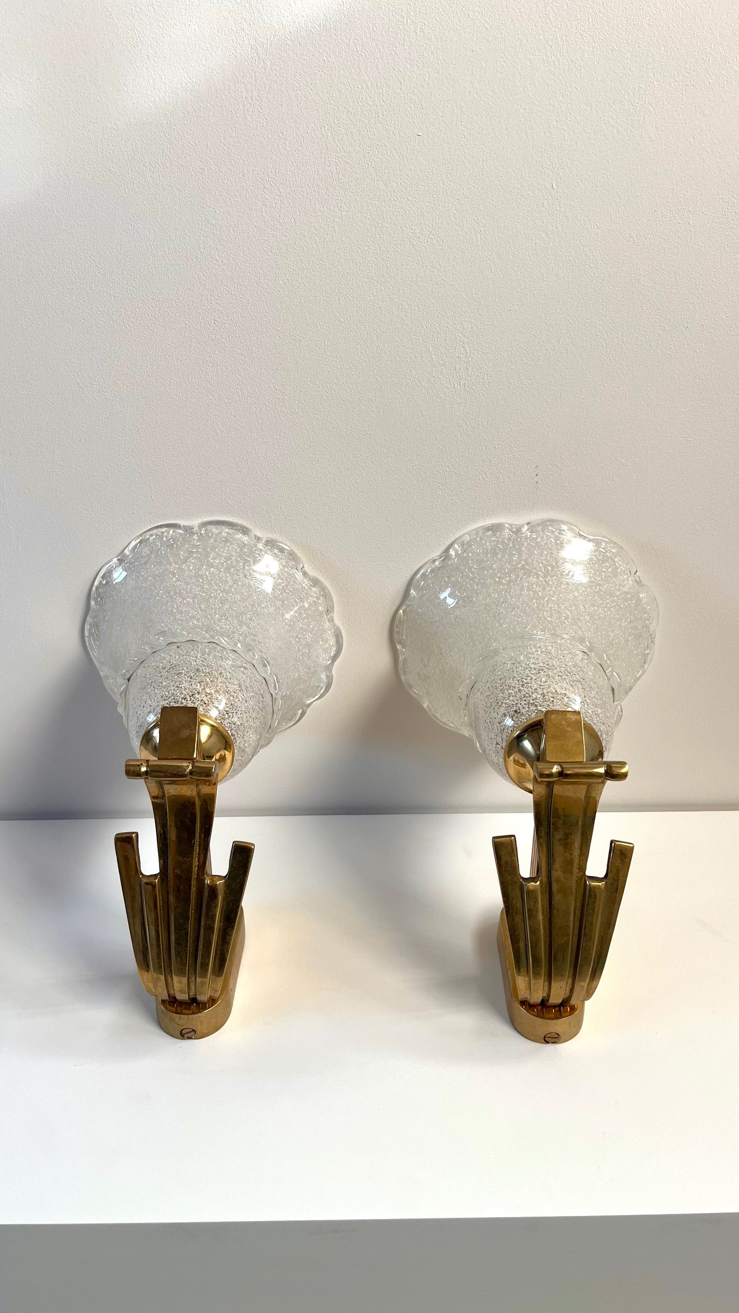 Pair of Italian Murano Pulegoso Wall Sconces, 1940s–50s