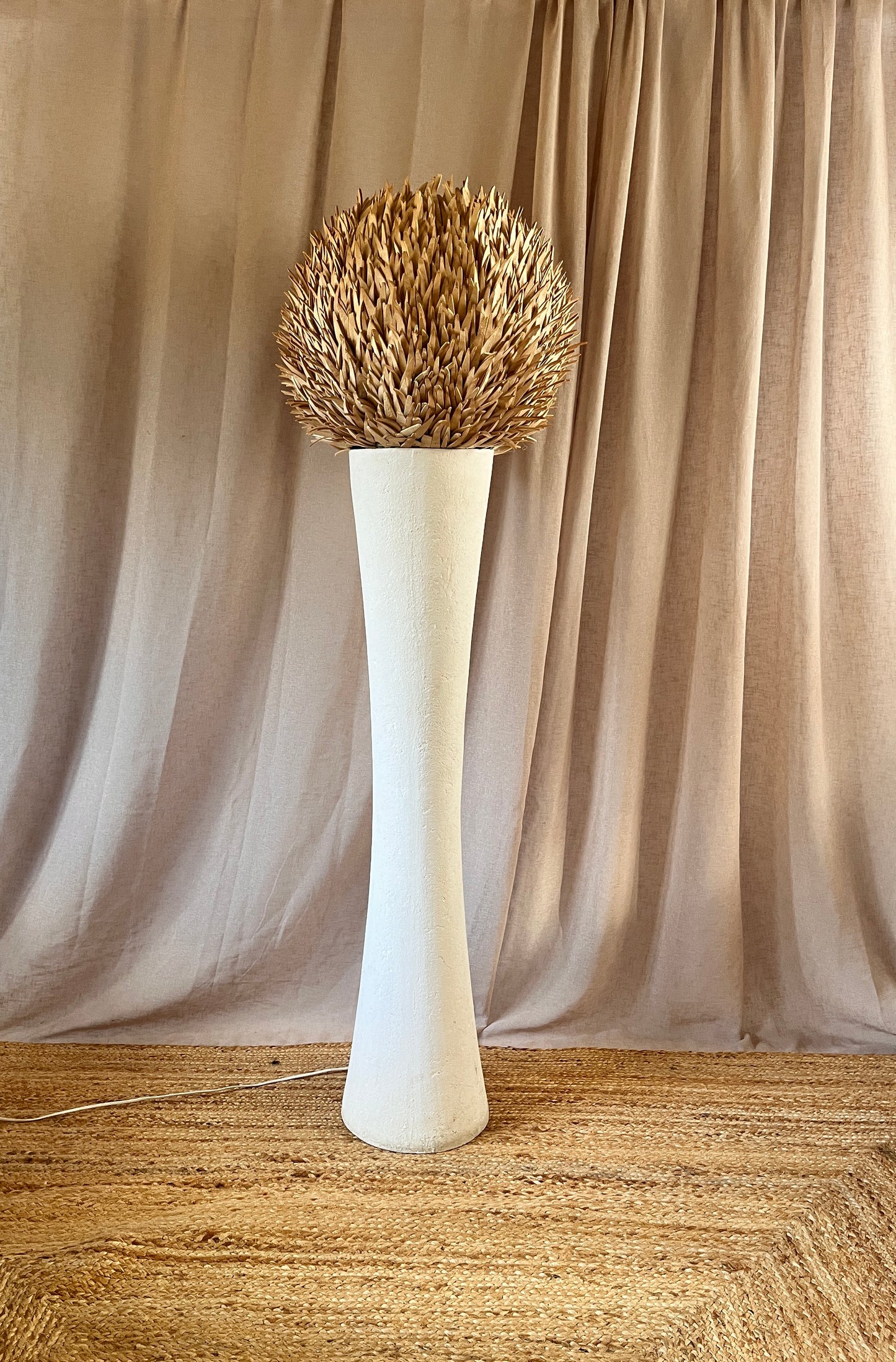 Vintage Plaster Floor Lamp With Coconut Shade