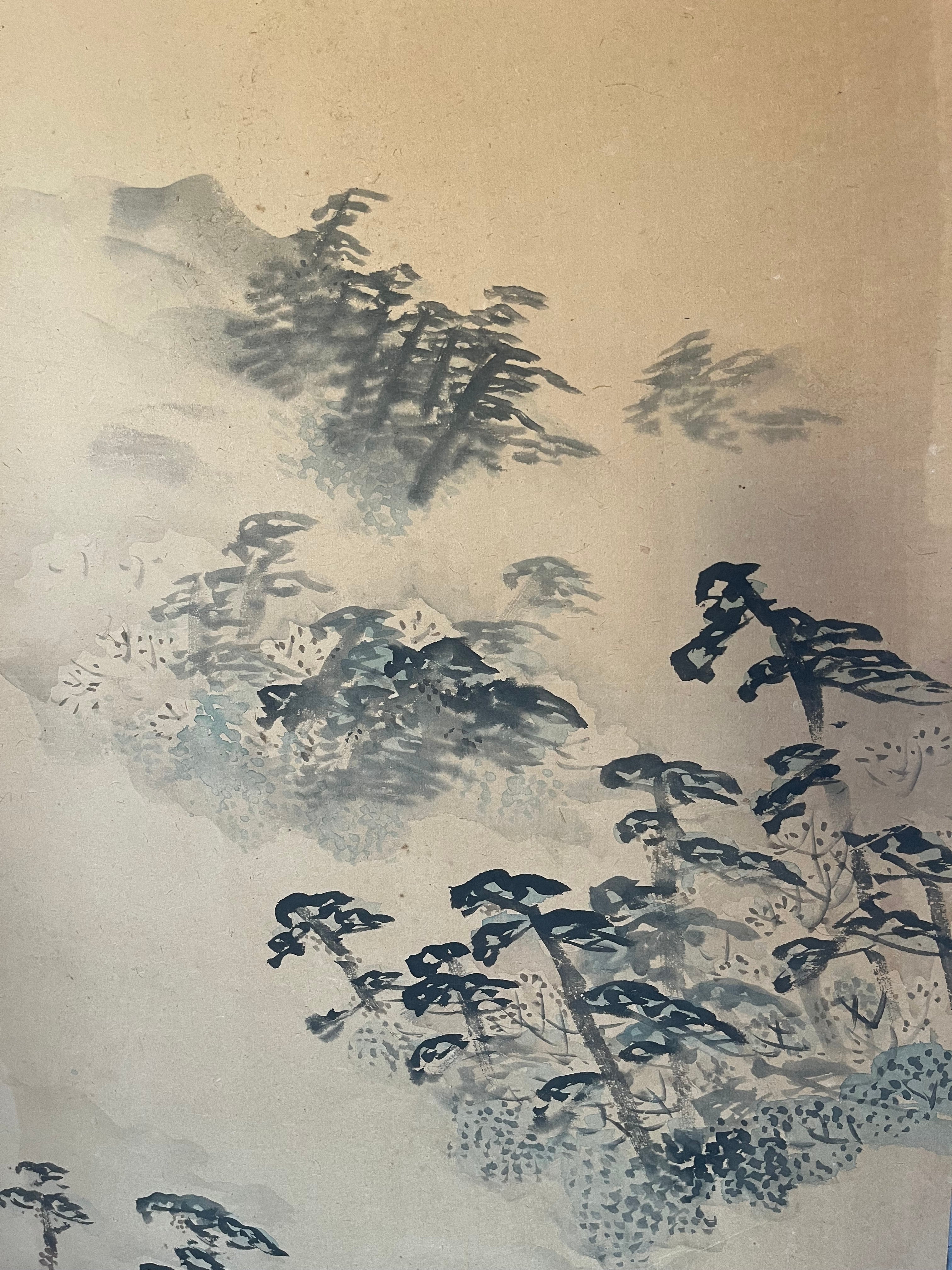 Monumental Japanese Six-Fold Byōbu Screen, Late Edo–Meiji Period