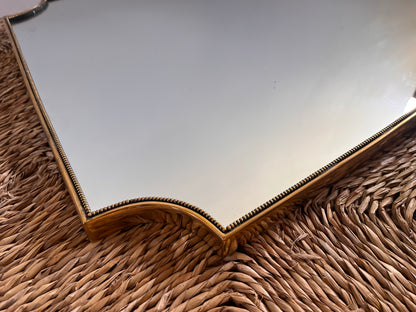 Large Mid-Century Italian Brass Shield Mirror.