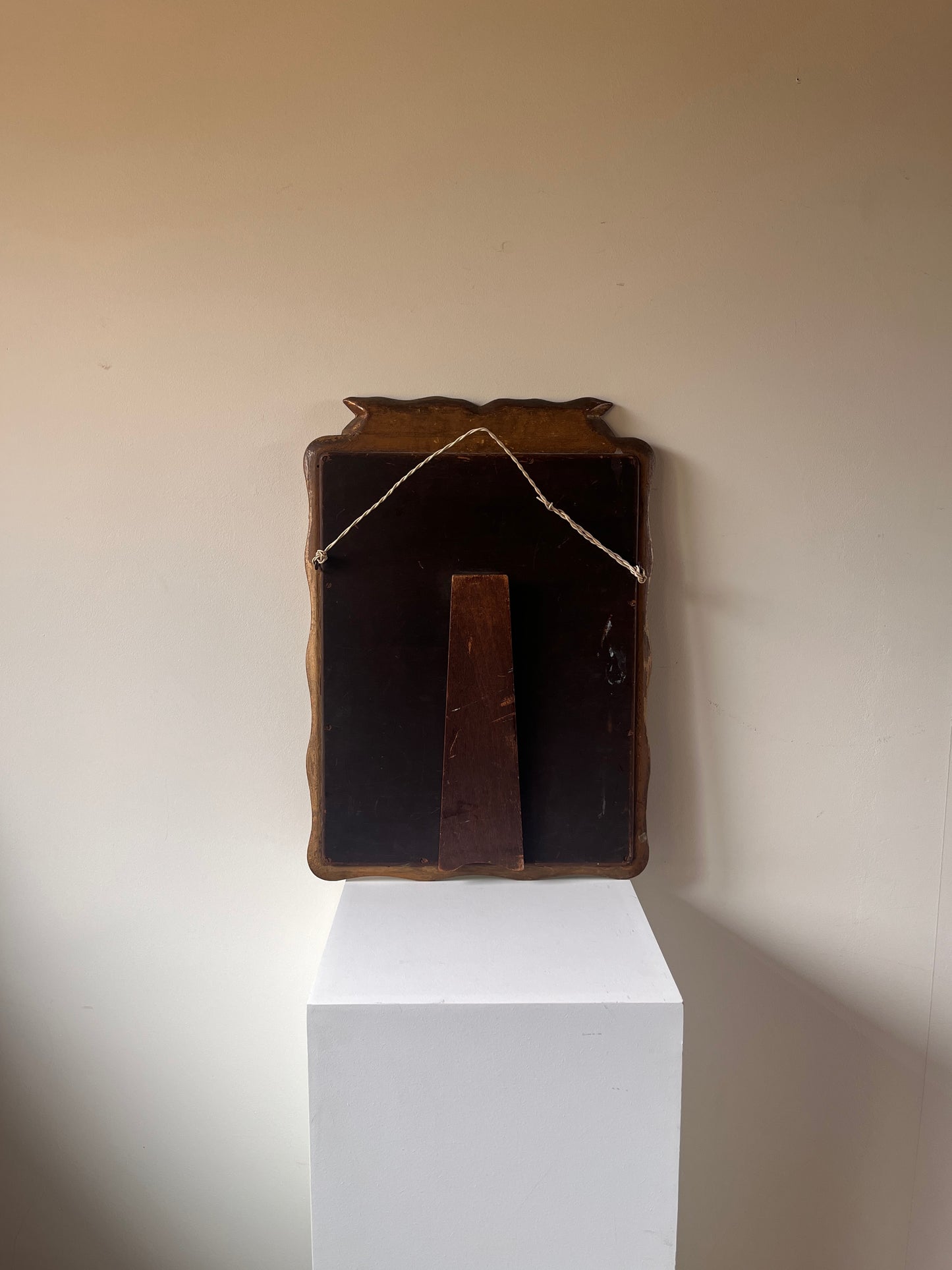 ON HOLD Midcentury Italian Gilded Mirror with Ribbon Detail