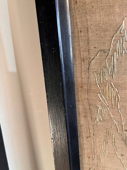 ON HOLD Pair of Early 20th Century Chinoiserie Silk Embroidered Linen Panels. Signed & Dated