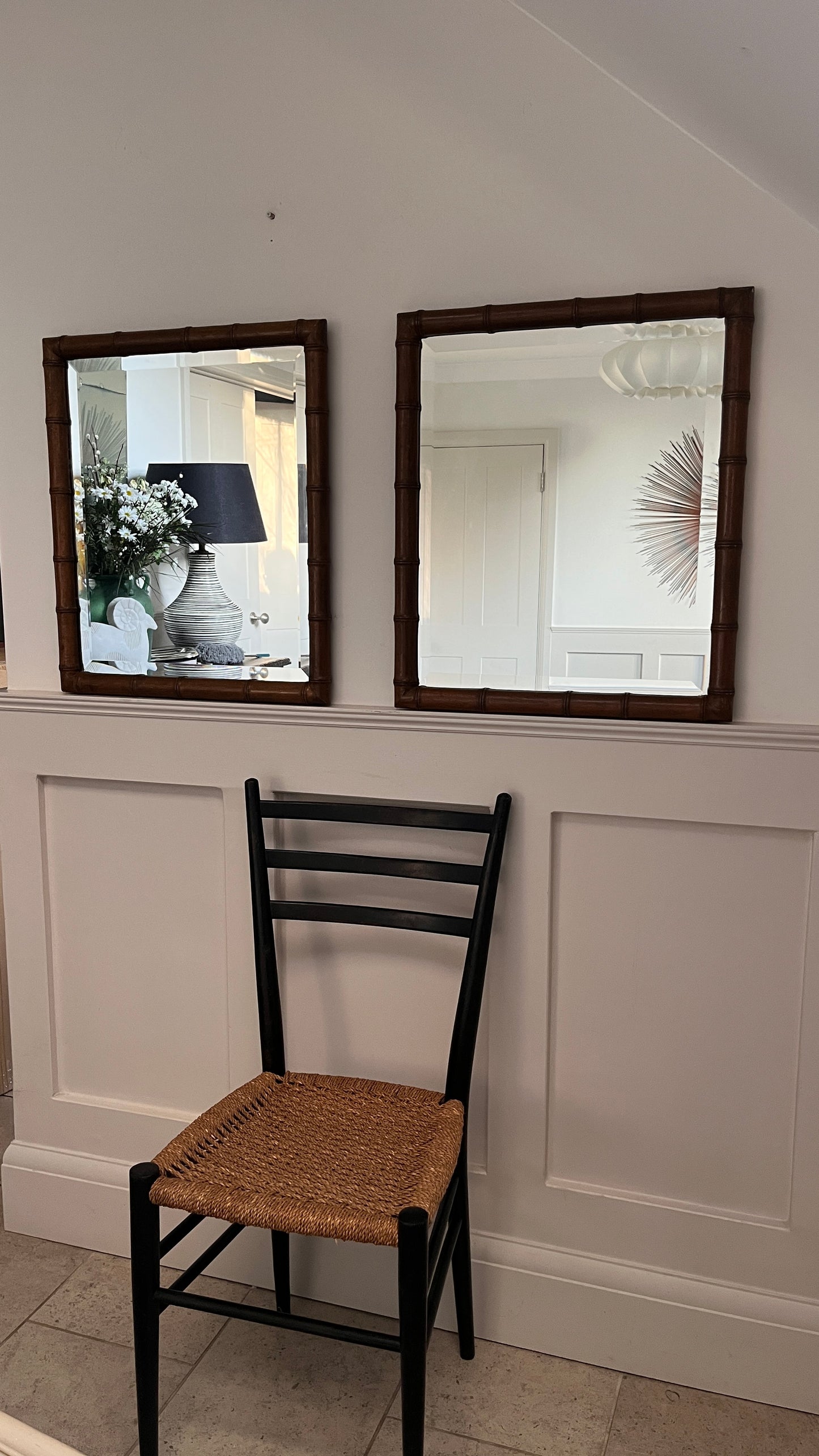 Pair Antique Faux Bamboo Mirrors