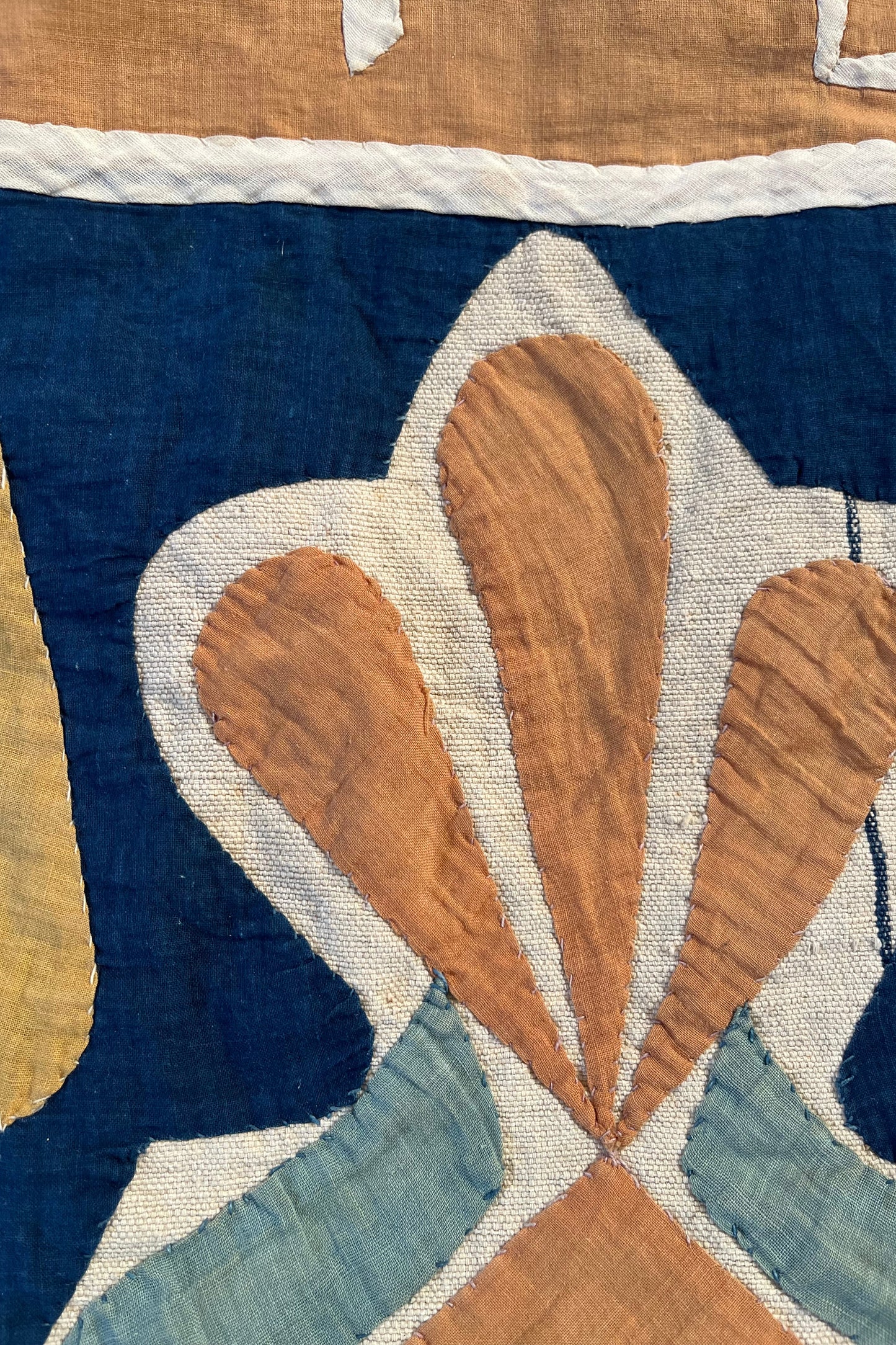 Hand-Stitched Appliqué Textile Wall Hanging, 1930s