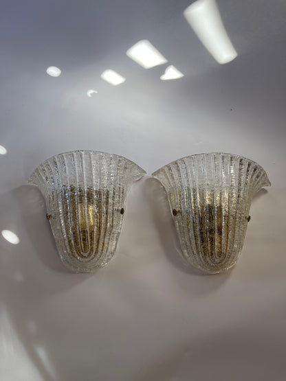 Barovier Murano ‘Grangilia’ Glass Wall Lights – Pair