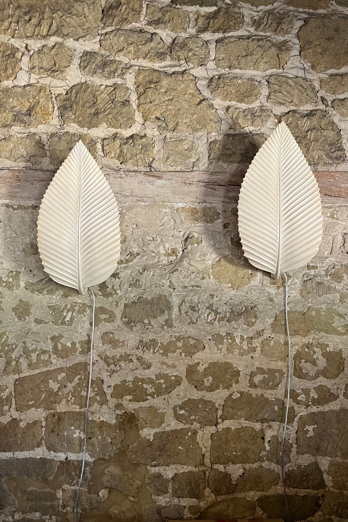 Pair of French Plaster Leaf-Form Wall Lights c.1970