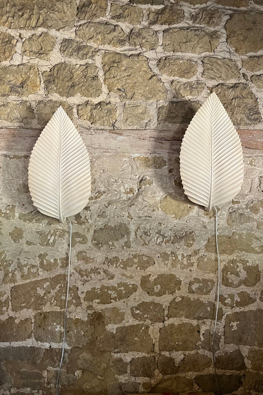 Pair of French Plaster Leaf-Form Wall Lights c.1970
