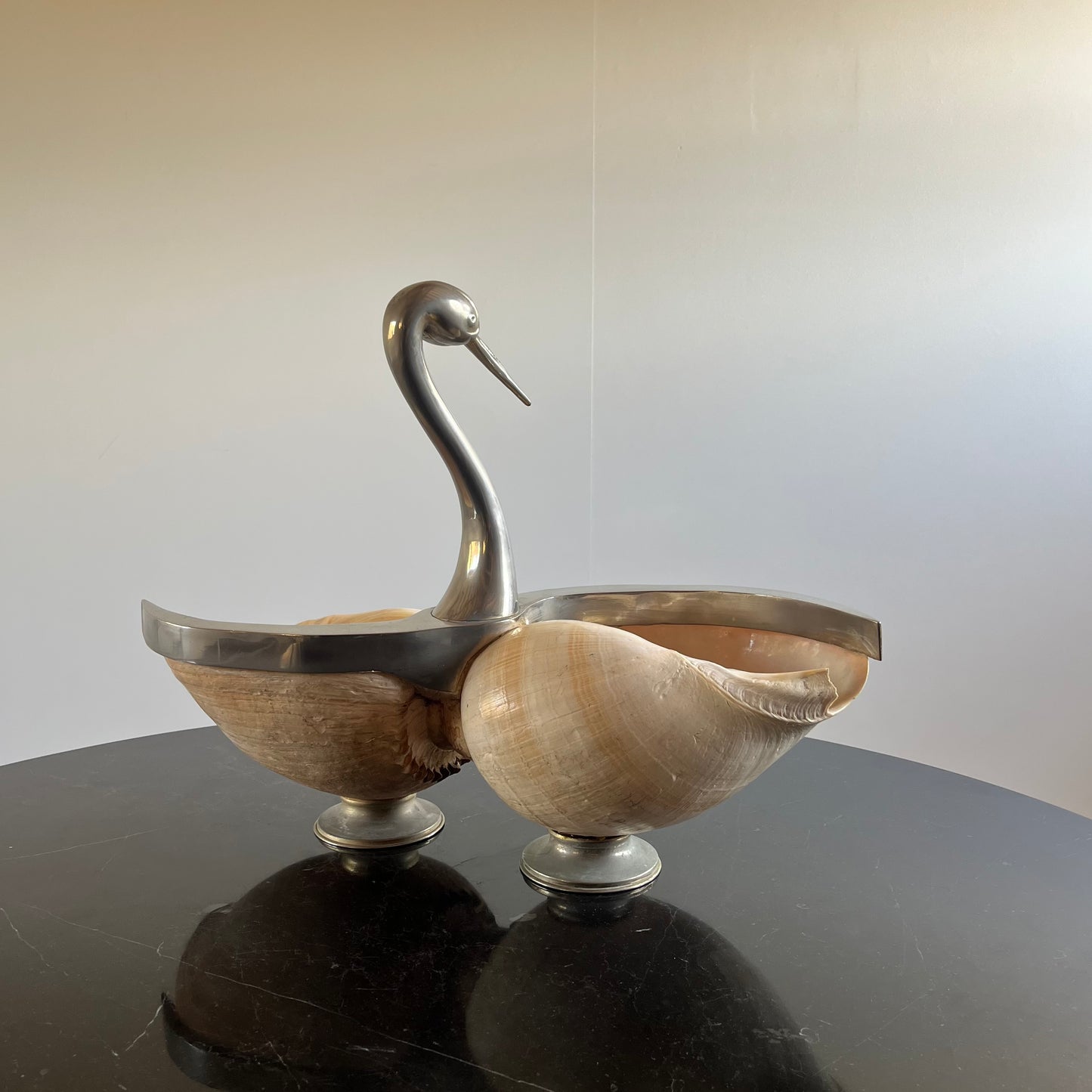 Large Shell Swan Centrepiece, attr. Gabriella Binazzi, Italy, c.1970