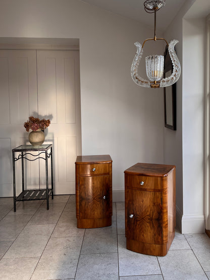 Pair of Art Deco Burr Walnut Bedside Cabinet c. 1930–1940