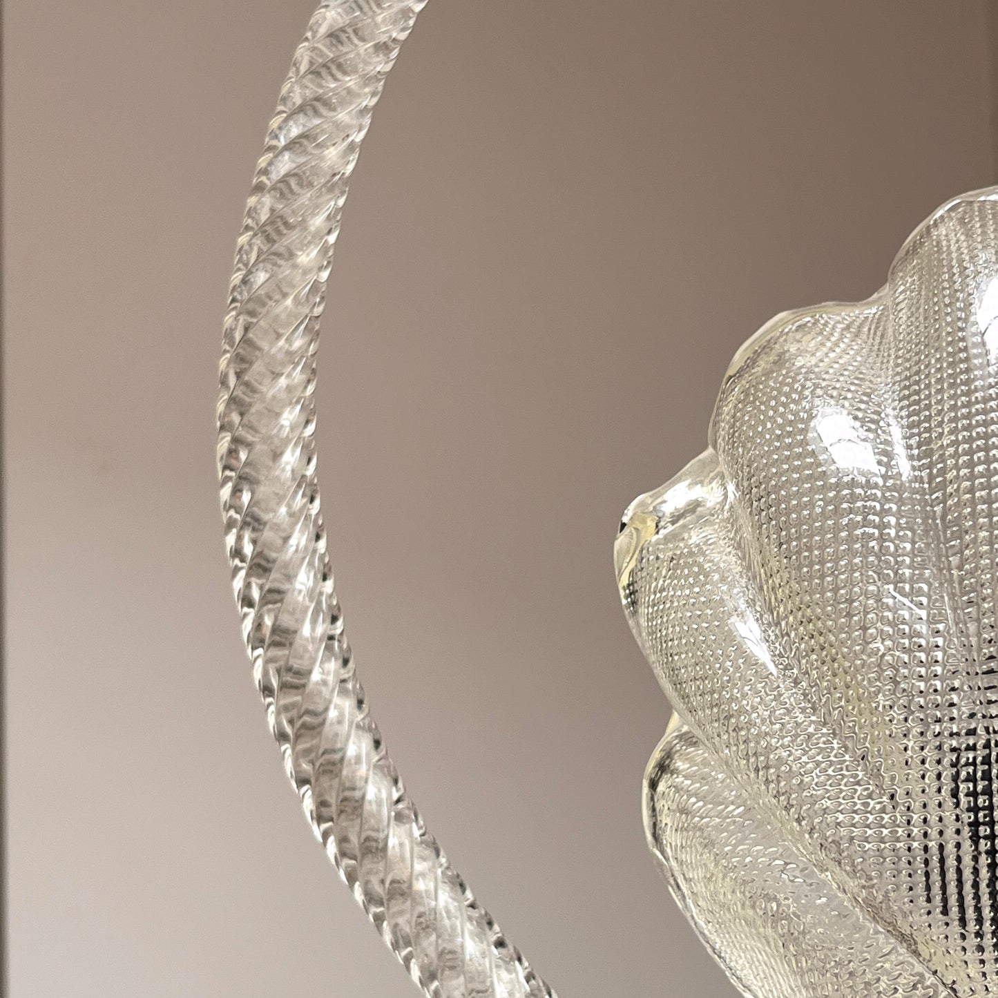 Murano Shell Pendant Light, Attributed to Barovier & Toso