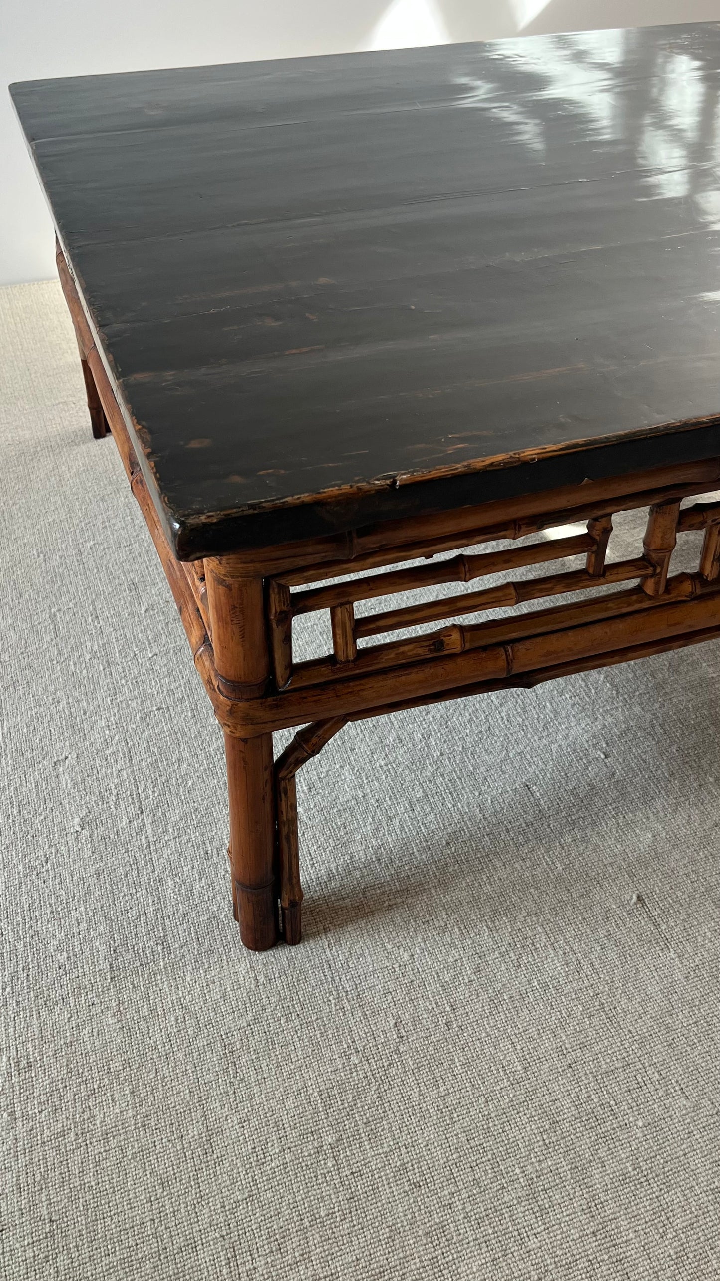 Mid-Century Chinese Lacquered Bamboo Coffee Table