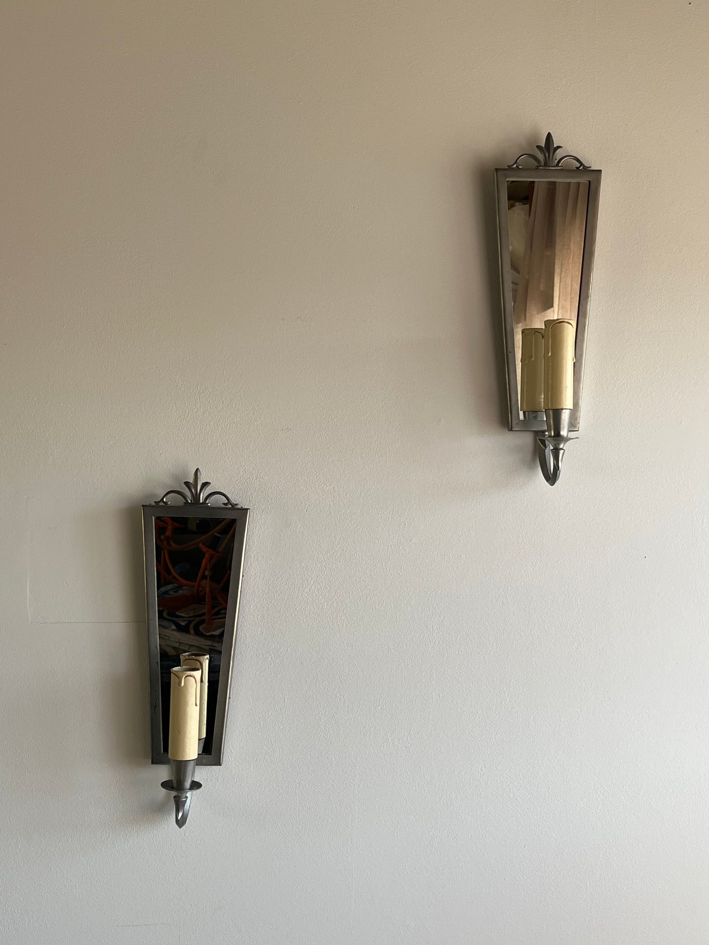 Swedish Grace Pewter Mirror & Sconce Set by Svenskt Tenn, 1931