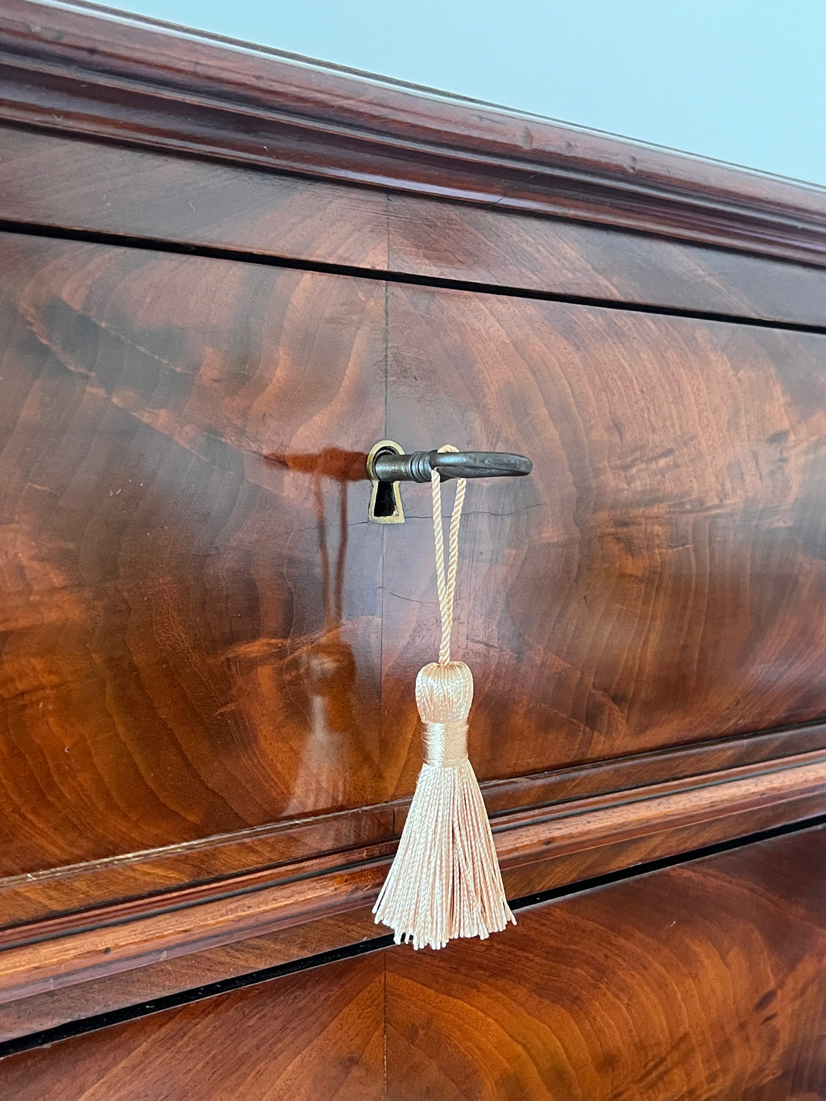 Biedermeier Flame Mahogany Tall Chest of Drawers