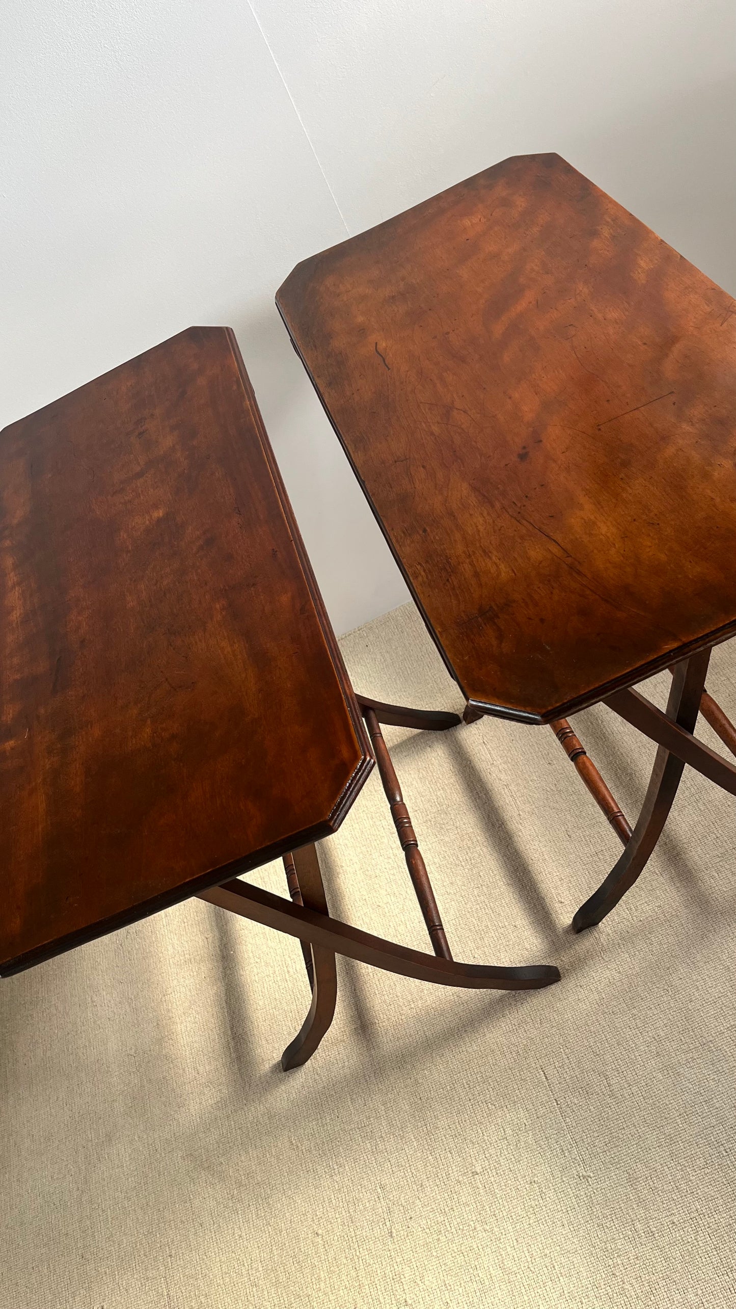 Pair of Edwardian Mahogany Folding Coaching Tables, c.1900