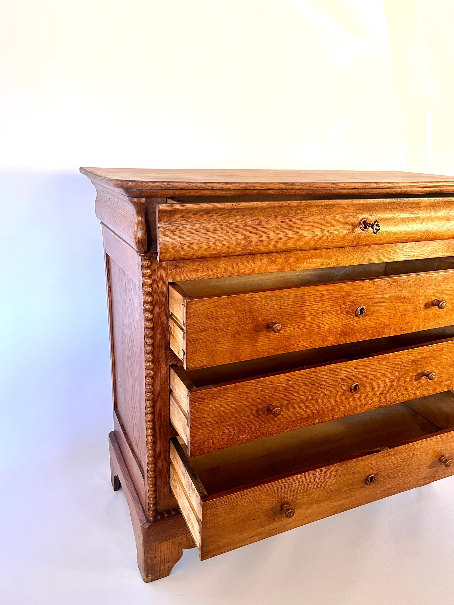 ON HOLD French Chest of Drawers with Bobbin Decoration