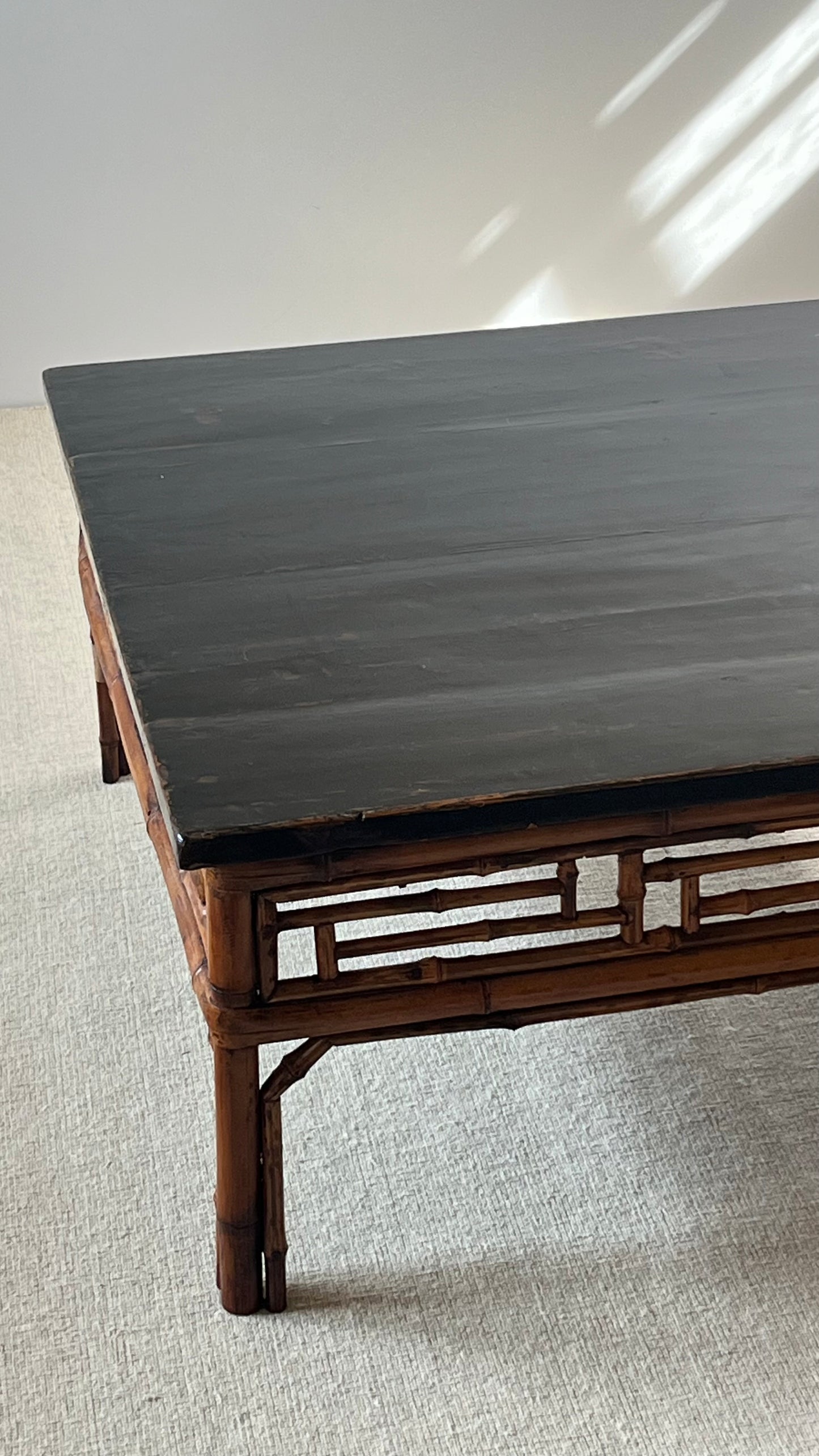 Mid-Century Lacquered Bamboo Coffee Table