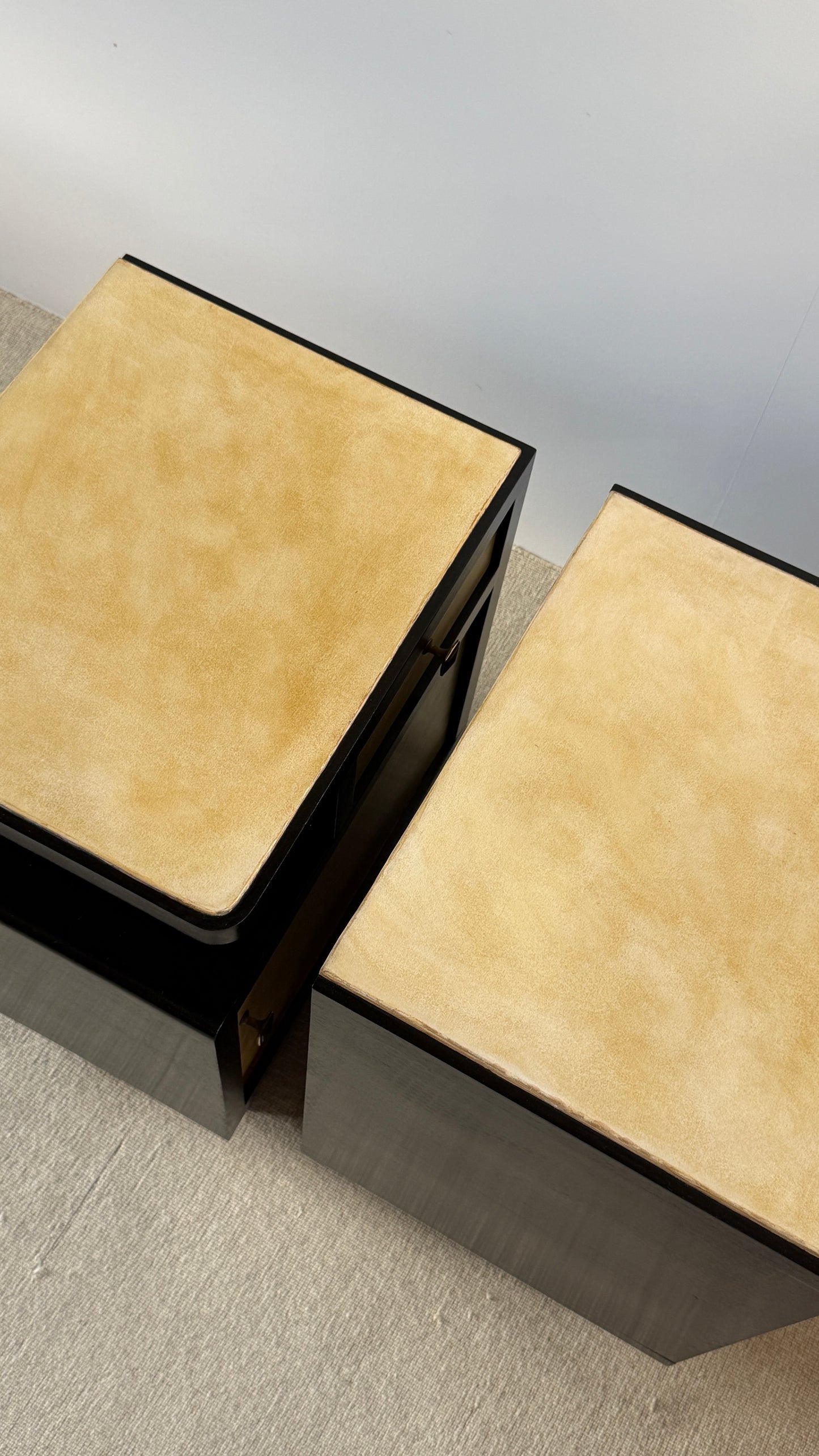 Italian Art Deco Parchment Bedside Tables, 1930s–40s