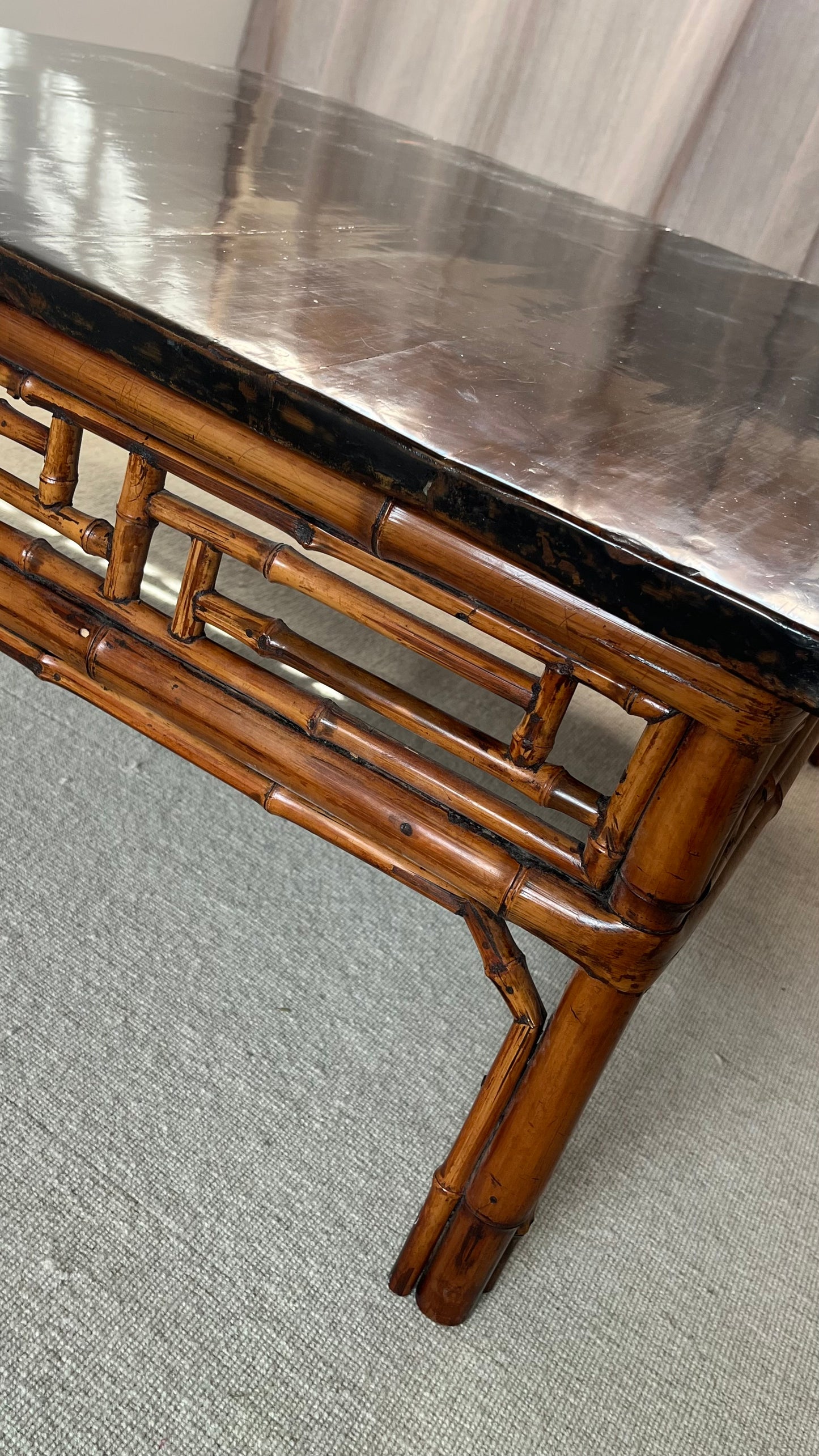 Mid-Century Chinese Lacquered Bamboo Coffee Table