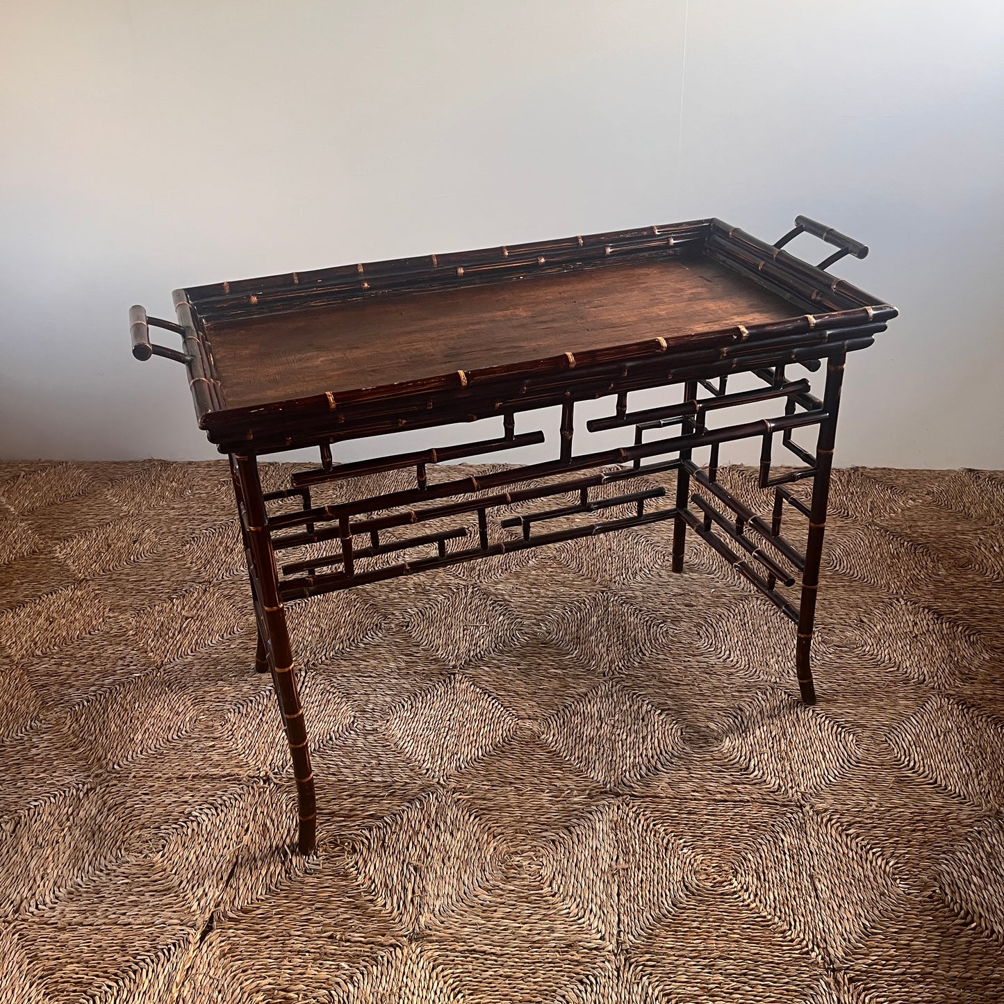 Midcentury Chinoiserie Bamboo Tray Table
