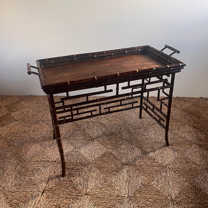 Midcentury Chinoiserie Bamboo Tray Table