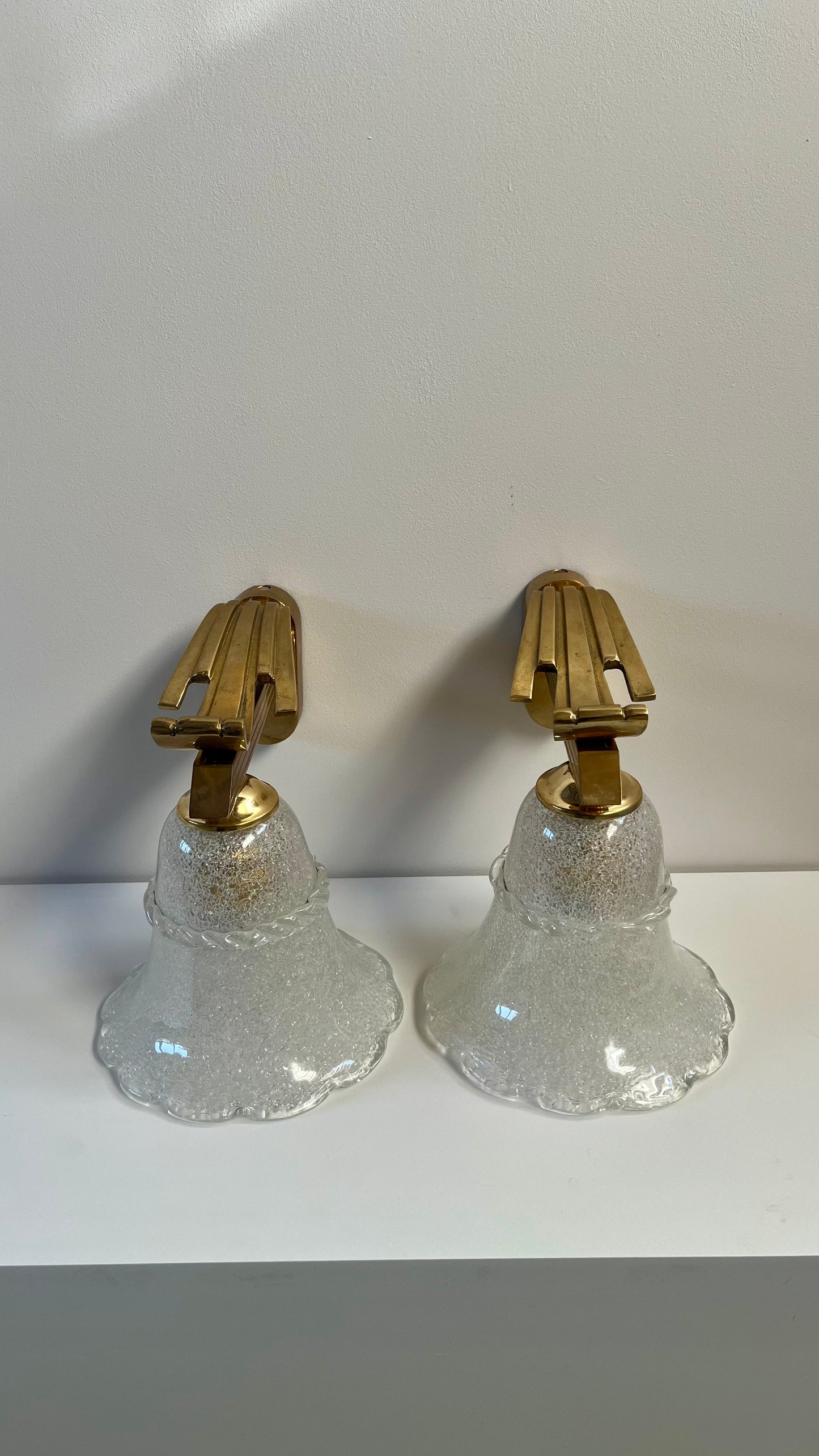 Pair of Italian Murano Pulegoso Wall Sconces, 1940s–50s