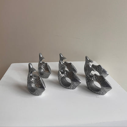 Pewter Fish Napkin Rings - Set of Six