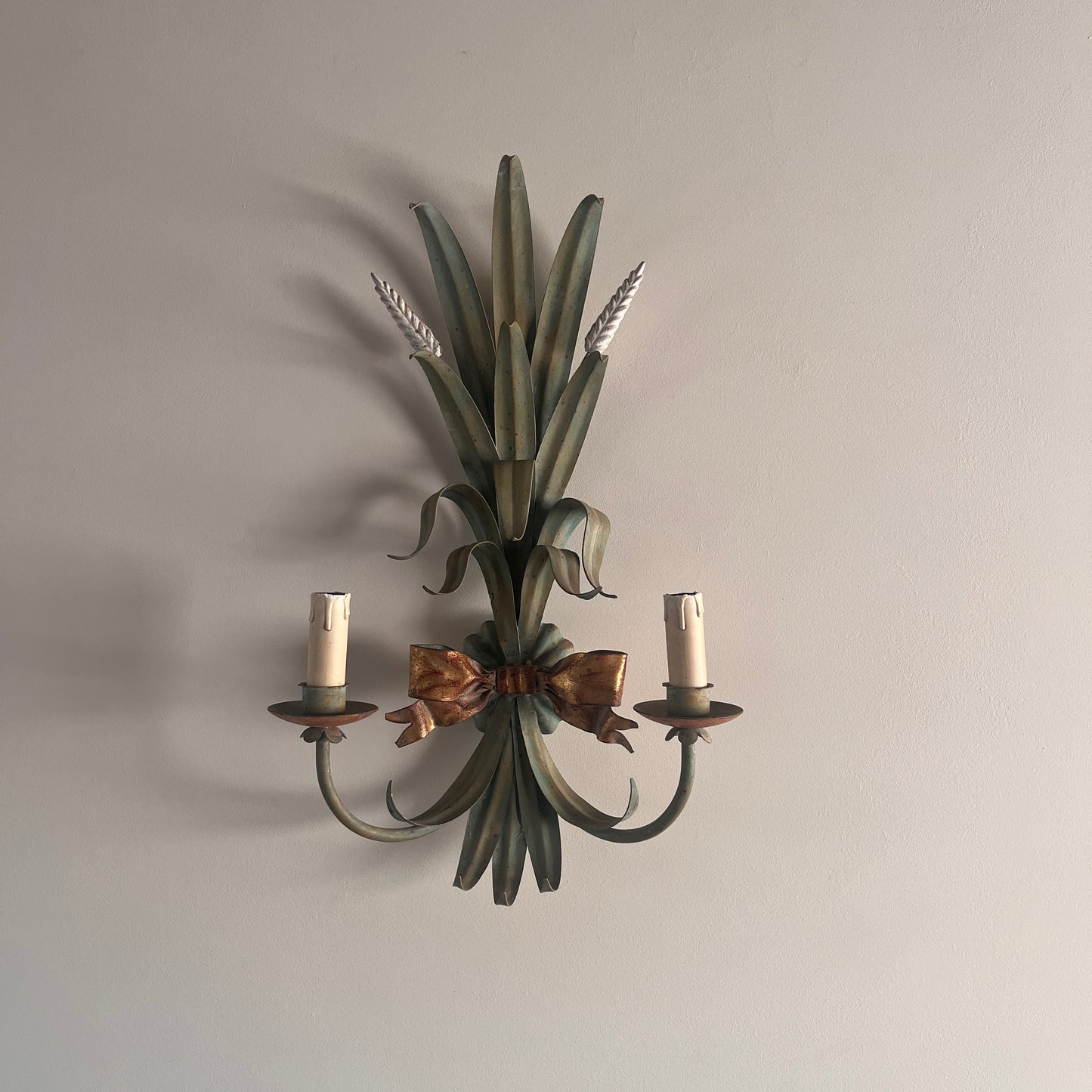 Large Mid-Century French Toleware Sconces (Pair)