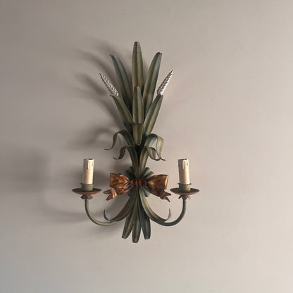 Large Mid-Century French Toleware Sconces (Pair)