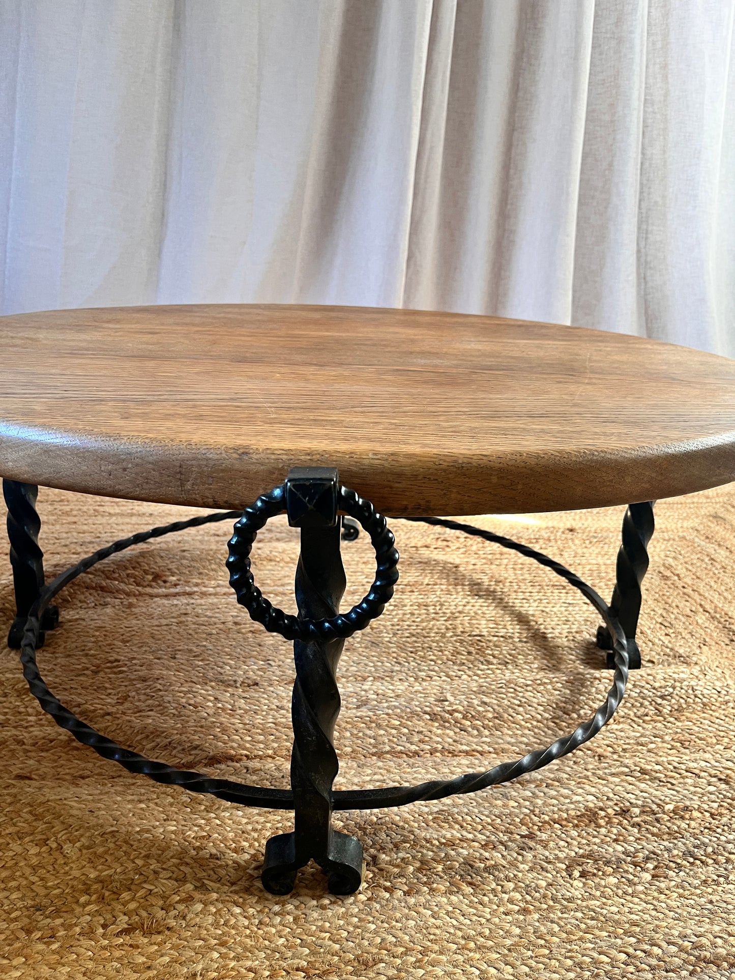 French Oak and Iron Coffee Table, c.1940