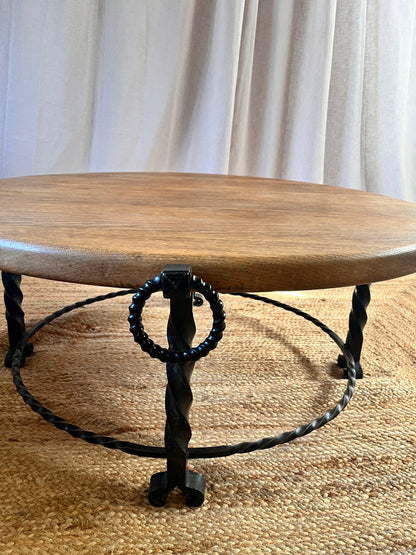 French Oak and Iron Coffee Table, c.1940